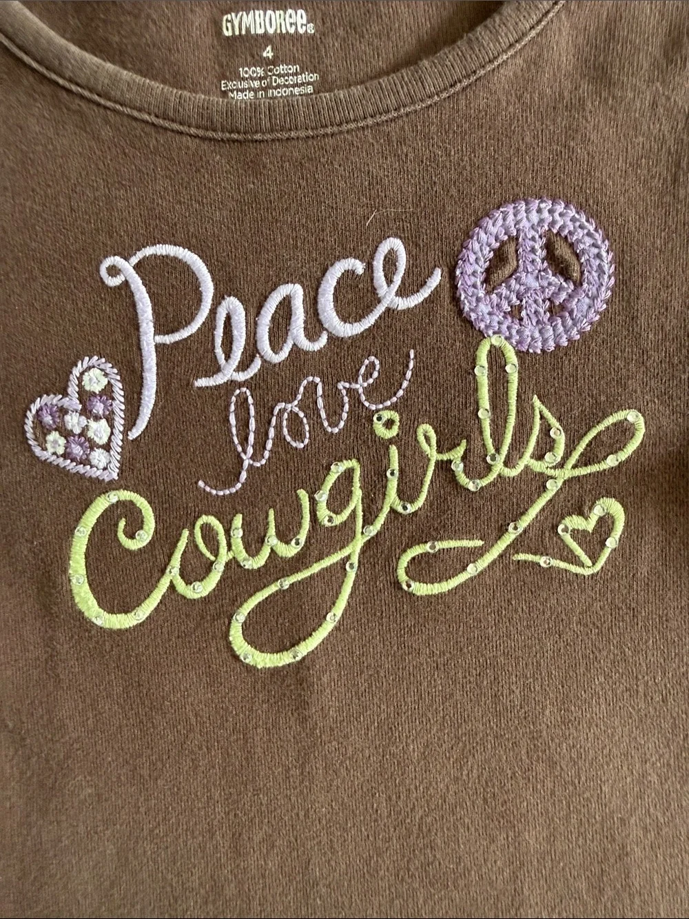 Gymboree Peace Love Cowgirls Embroidered Long Sleeve Tee Shirt - Size 4
